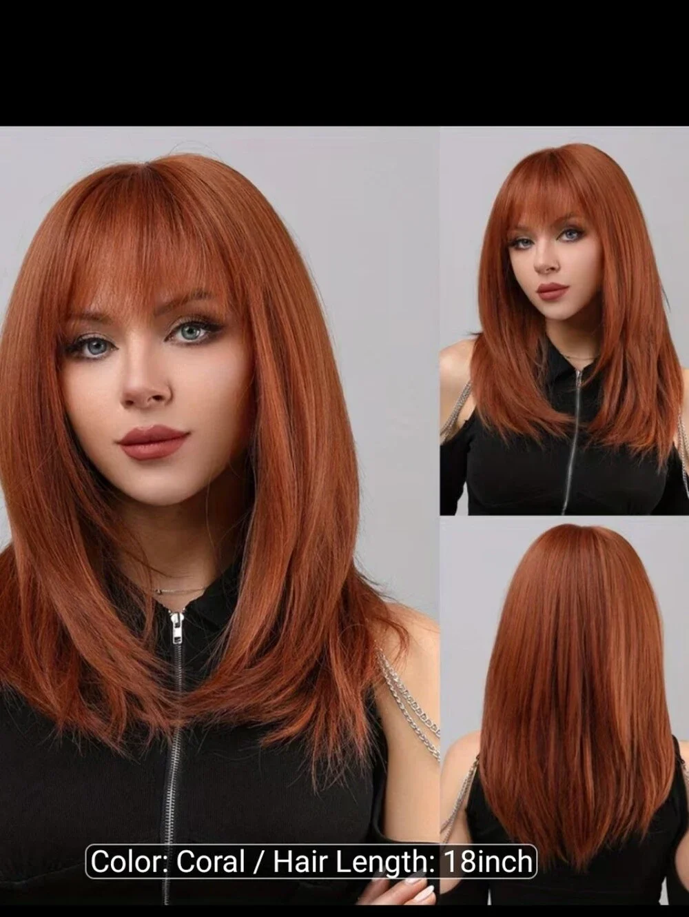 Chic Orange Layered Wig with Bangs